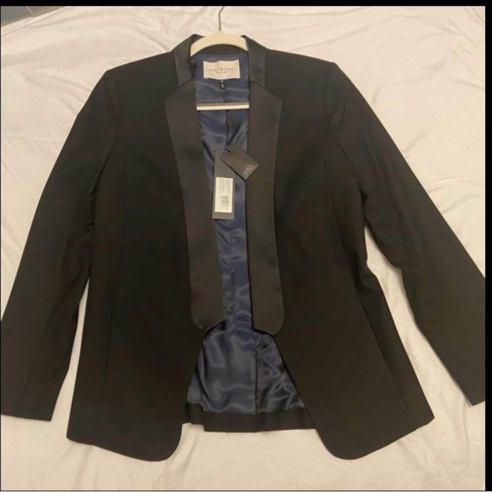 NWT Halston Heritage open blazer w satin trim-2010s